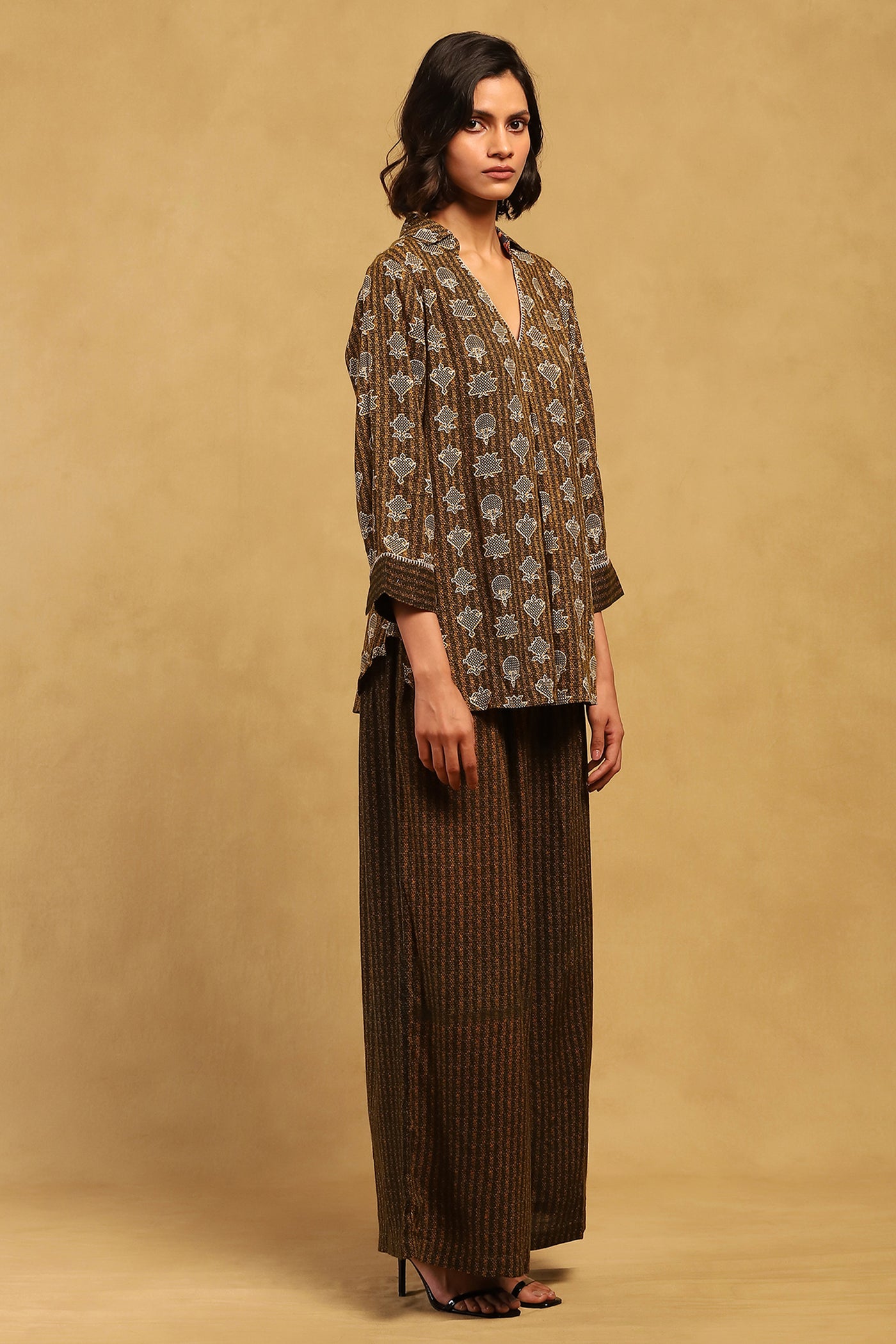 Ritu Kumar Green Dhriti Shirt indian designer wear online shopping melange singapore