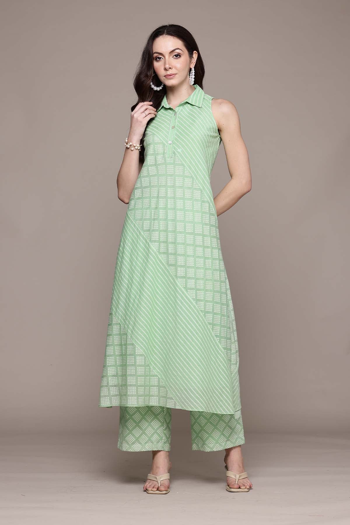 Gaurav Gupta Green Essential-Ananta Kurta With Pant indian designer wear online shopping melange singapore 
