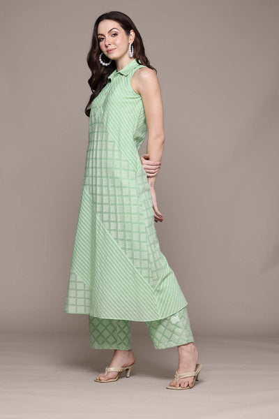Gaurav Gupta Green Essential-Ananta Kurta With Pant indian designer wear online shopping melange singapore 
