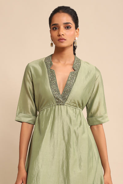 Ritu Kumar Green Solid Dress indian designer wear online shopping melange singapore