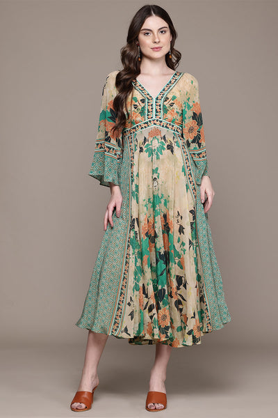 green emerald velvet dress Green Angelique Full Sleeves Long Dress – Melange Singapore main image 0