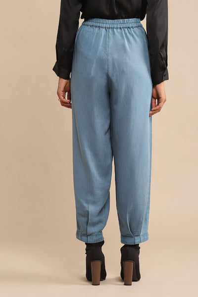 Ritu Kumar Indigo Solid Tapered Pant indian designer wear online shopping melange singapore