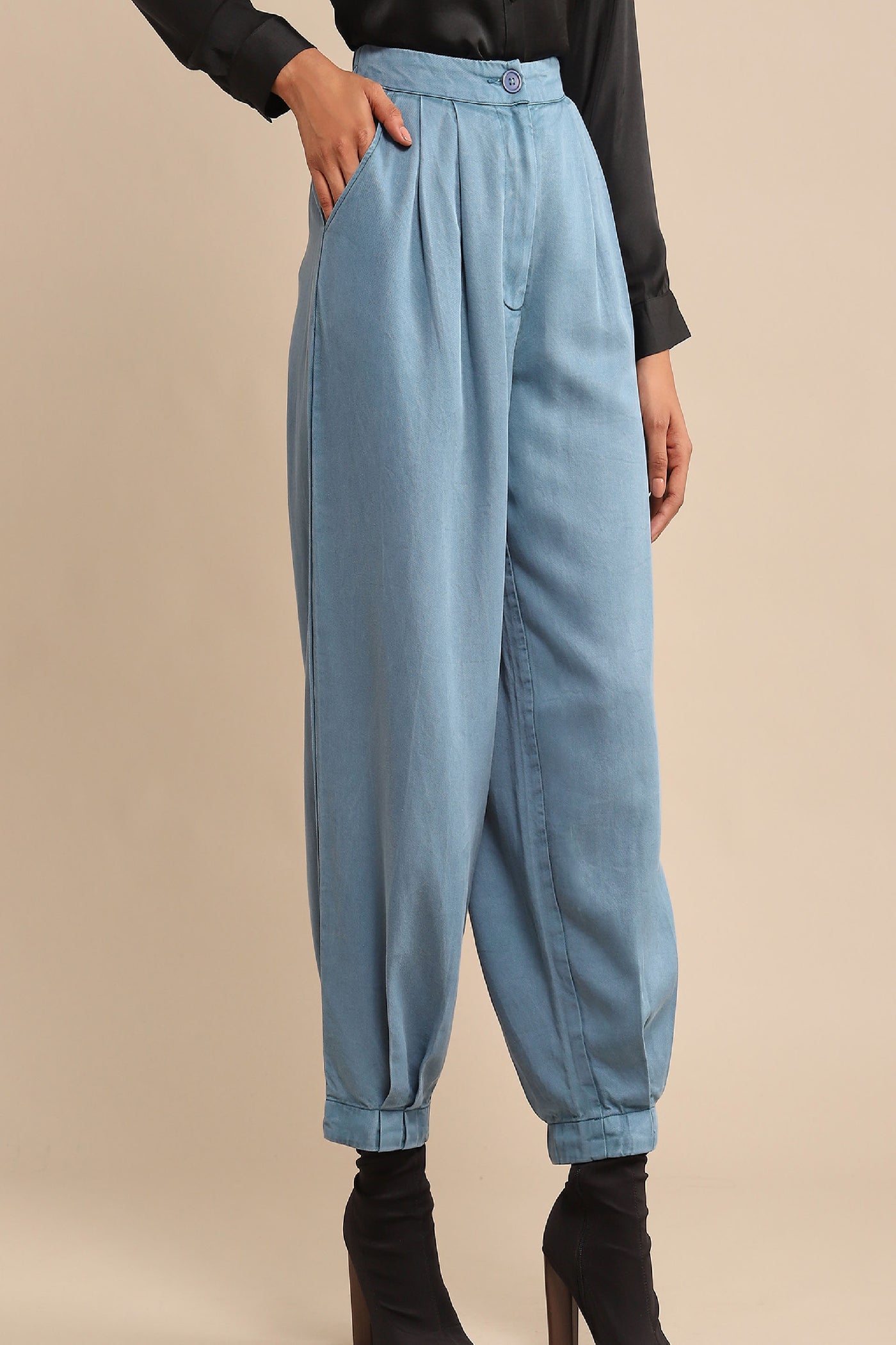 Ritu Kumar Indigo Solid Tapered Pant indian designer wear online shopping melange singapore