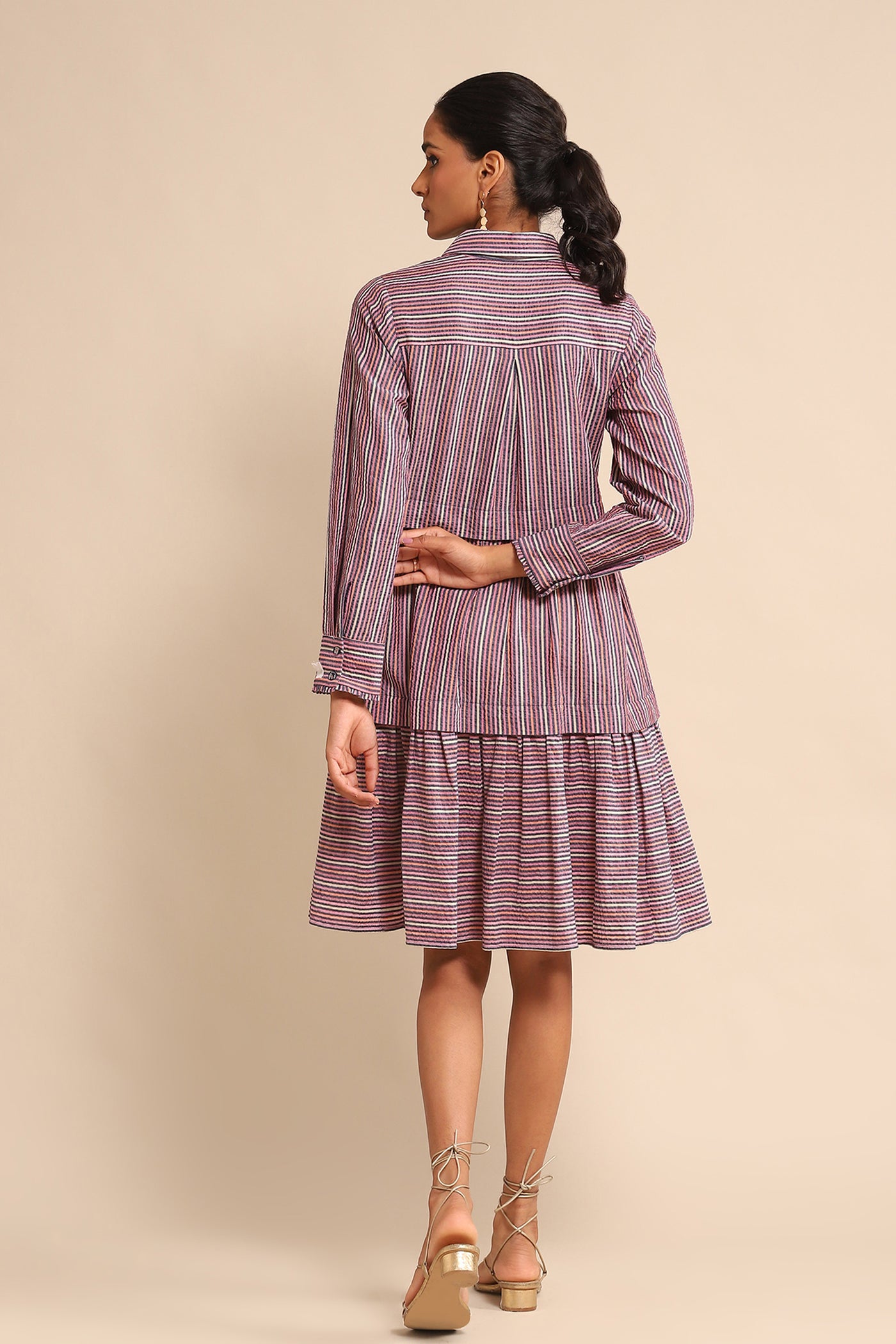 Ritu Kumar Multi Color Cotton Shirt Dress indian designer wear online shopping melange singapore