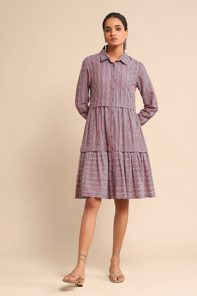 Ritu Kumar Multi Color Cotton Shirt Dress indian designer wear online shopping melange singapore