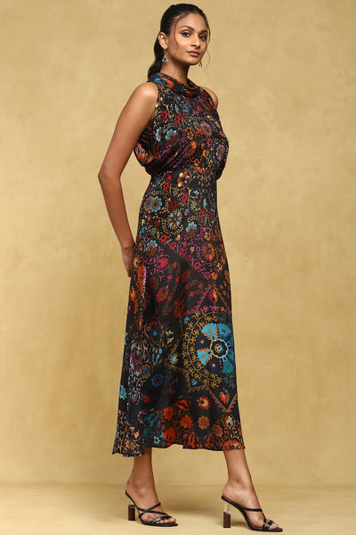 Ritu Kumar Multi Color Printed Chanderi Kaftan indian designer wear online shopping melange singapore