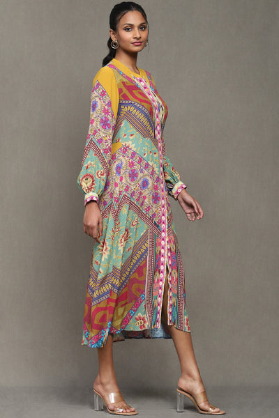Ritu Kumar Multi Color Printed Long Dress indian designer wear online shopping melange singapore