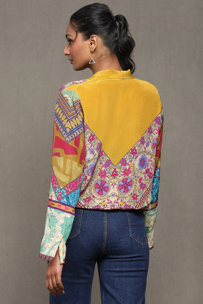 Ritu Kumar Multi Color Printed Top indian designer wear online shopping melange singapore