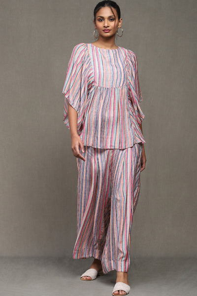 Ritu Kumar Multi Color Striped Kurti With Palazzo Co-Ord Set  indian designer wear online shopping melange singapore