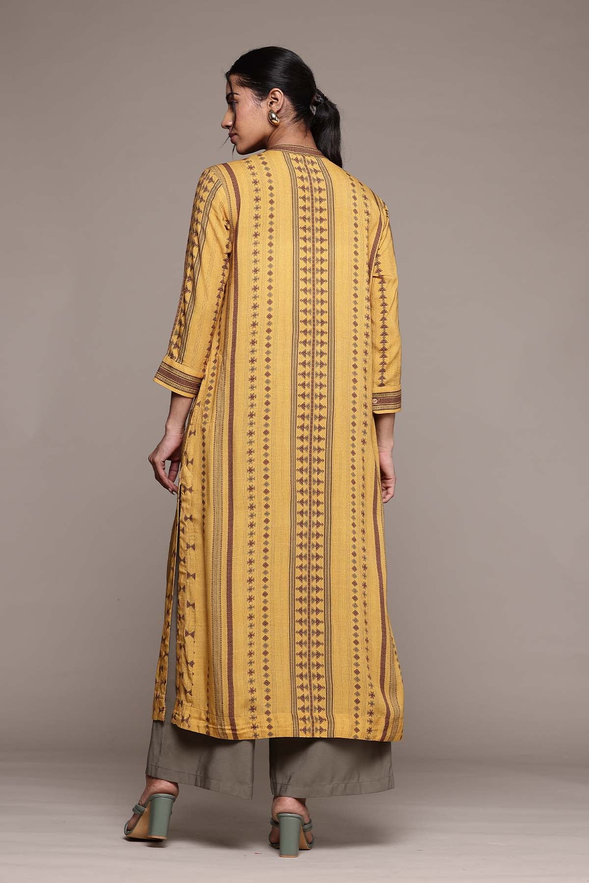 Gaurav Gupta Mustard Essential-Bhuj Kurta indian designer wear online shopping melange singapore 
