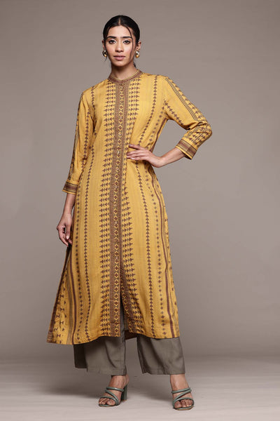 Gaurav Gupta Mustard Essential-Bhuj Kurta indian designer wear online shopping melange singapore 

