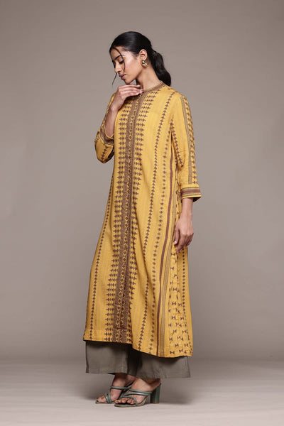 Gaurav Gupta Mustard Essential-Bhuj Kurta indian designer wear online shopping melange singapore 
