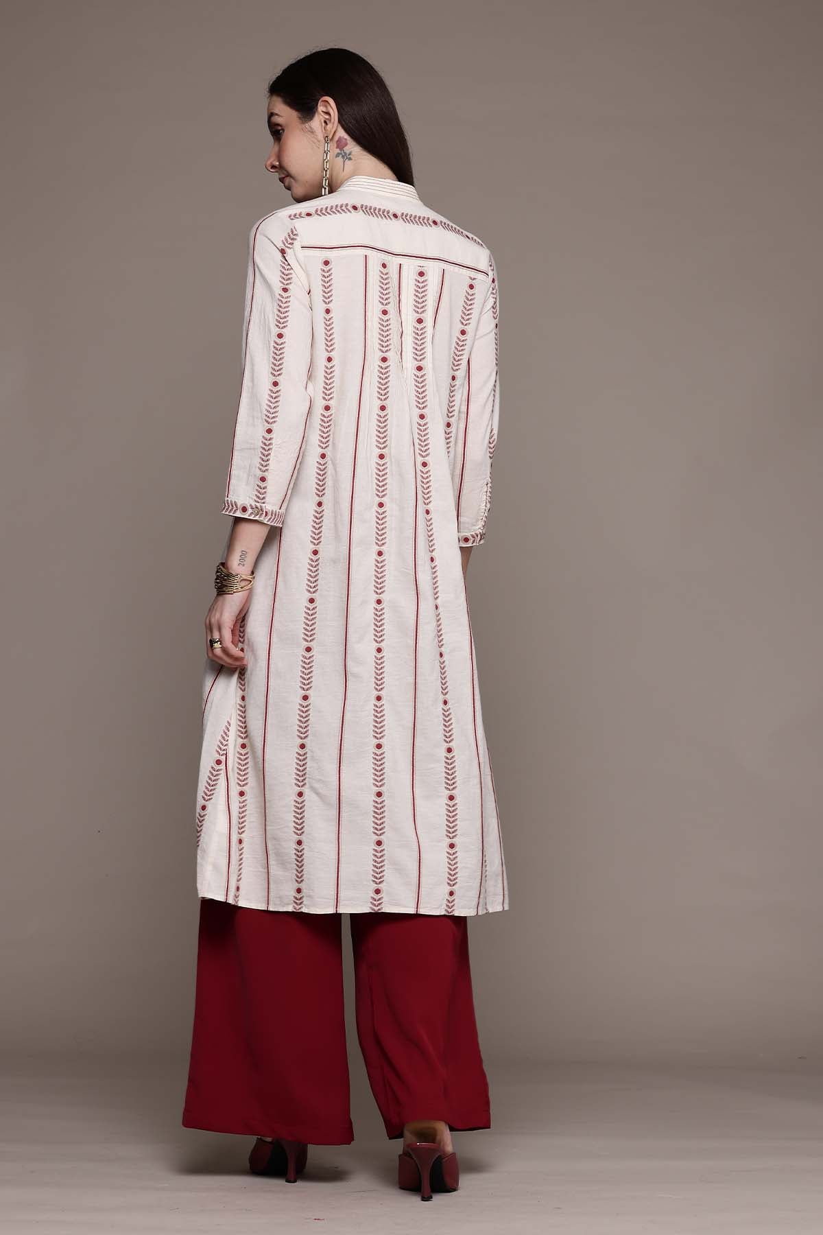 Ritu Kumar Off White Essential-Irya A-line Kurta indian designer wear online shopping melange singapore 
