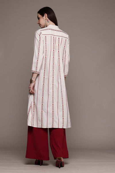 Ritu Kumar Off White Essential-Irya A-line Kurta indian designer wear online shopping melange singapore 
