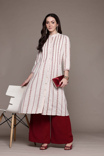 Ritu Kumar Off White Essential-Irya A-line Kurta indian designer wear online shopping melange singapore 

