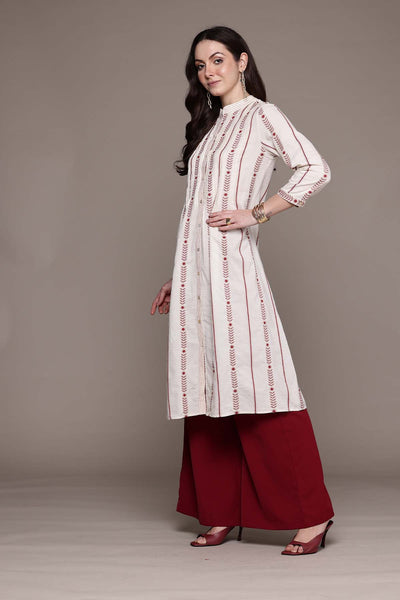 Ritu Kumar Off White Essential-Irya A-line Kurta indian designer wear online shopping melange singapore 
