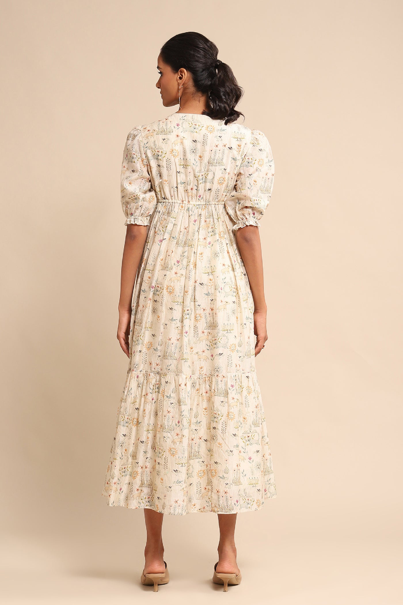 Ritu Kumar Off White Printed Dress indian designer wear online shopping melange singapore