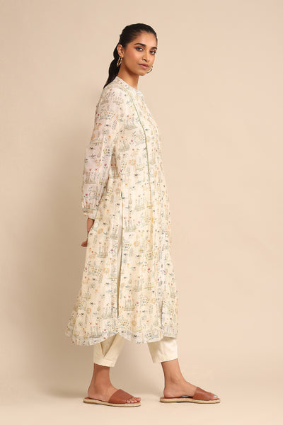 Ritu Kumar Off White Printed Kurta With Pants indian designer wear online shopping melange singapore