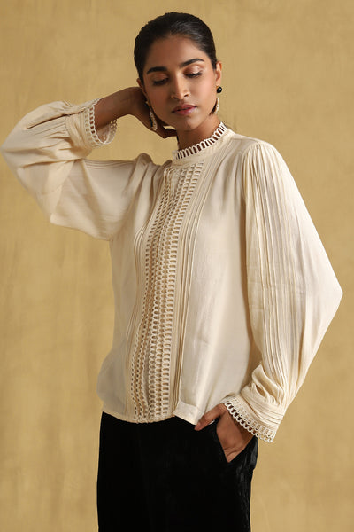 Ritu Kumar Off White Solid Top indian designer wear online shopping melange singapore