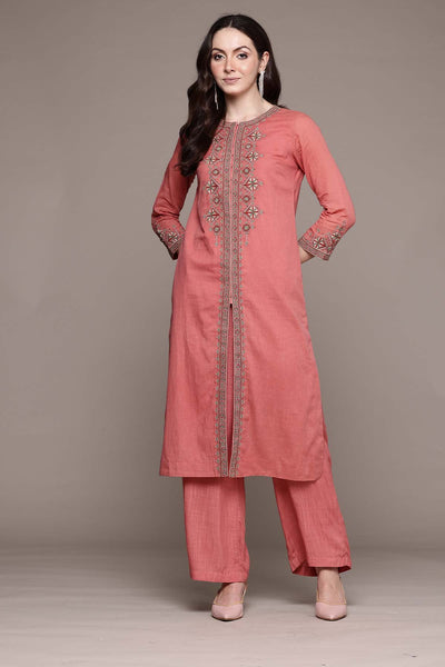 Ritu Kumar Peach Essential-Daksha Kurta With Palazzo indian designer wear online shopping melange singapore 