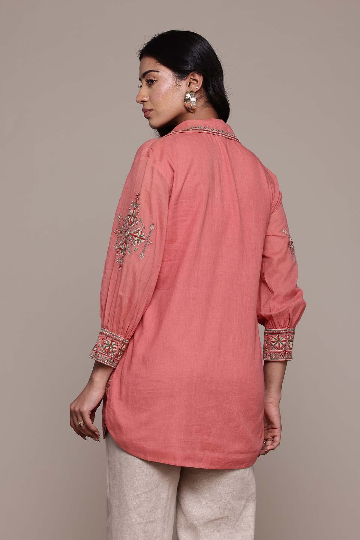 Ritu Kumar Peach Essential-Daksha Kurti indian designer wear online shopping melange singapore 