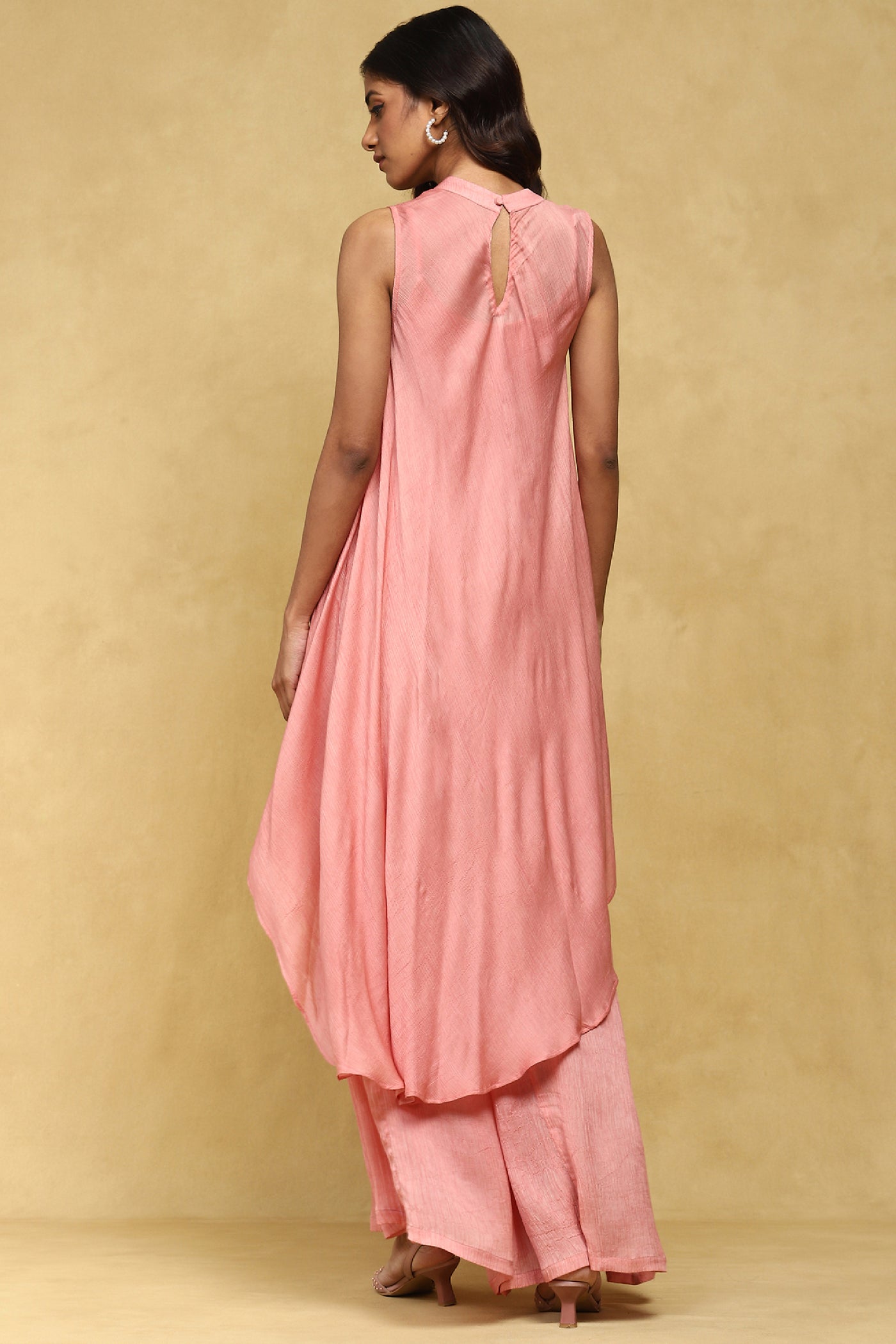 Ritu Kumar Pink Botanic Print Kurta With Palazzo And Dupatta indian designer wear online shopping melange singapore