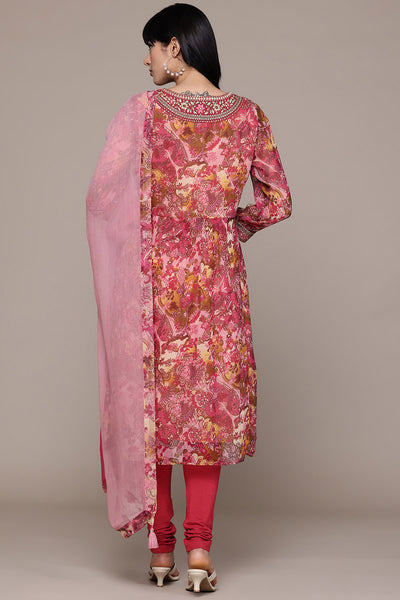 Ritu Kumar Pink Calabria Kurta With Churidar And Dupatta indian designer wear online shopping melange singapore 
