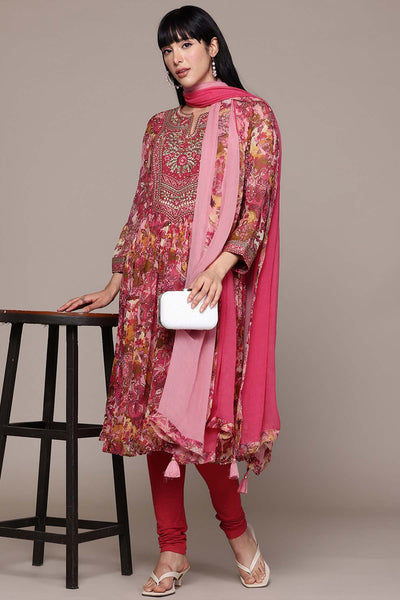 Ritu Kumar Pink Calabria Kurta With Churidar And Dupatta indian designer wear online shopping melange singapore 
