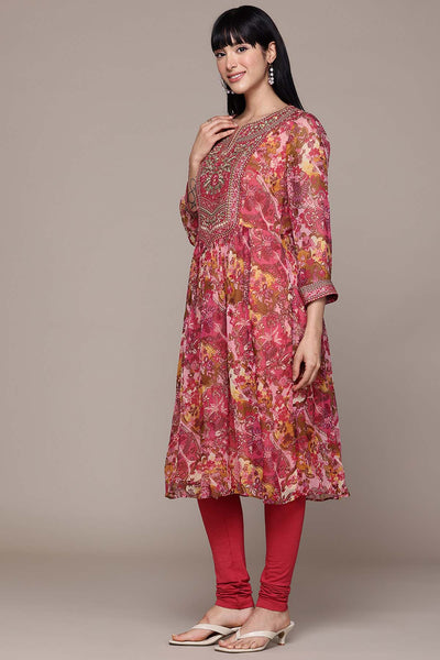 Ritu Kumar Pink Calabria Kurta With Churidar And Dupatta indian designer wear online shopping melange singapore 
