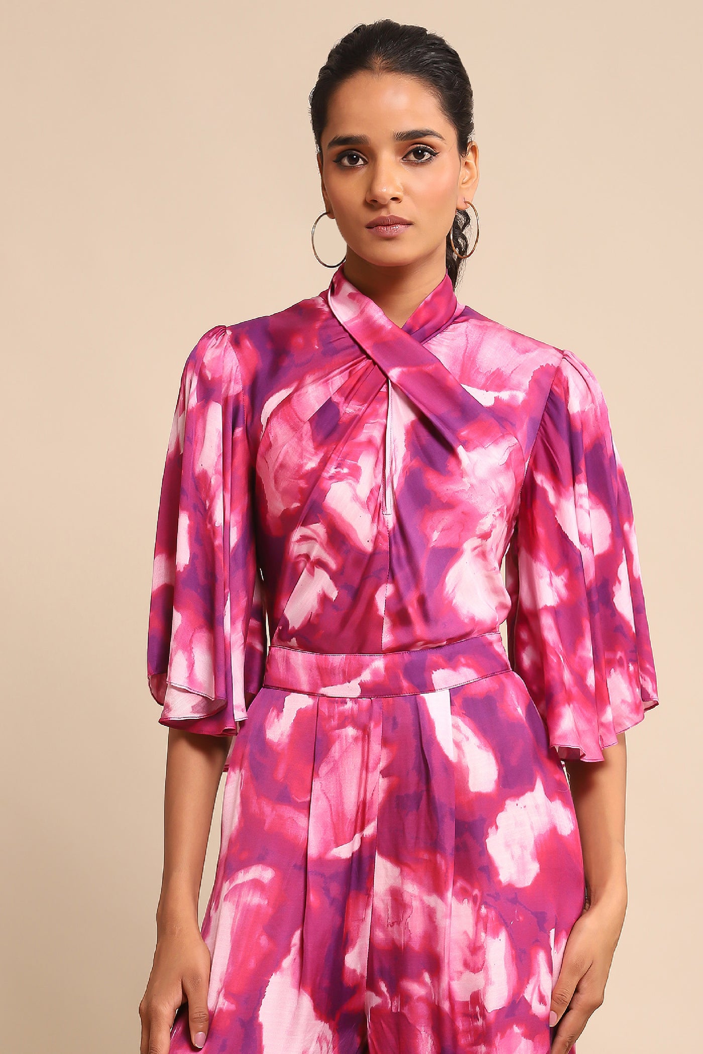 Ritu Kumar Pink Printed Jumpsuit indian designer wear online shopping melange singapore