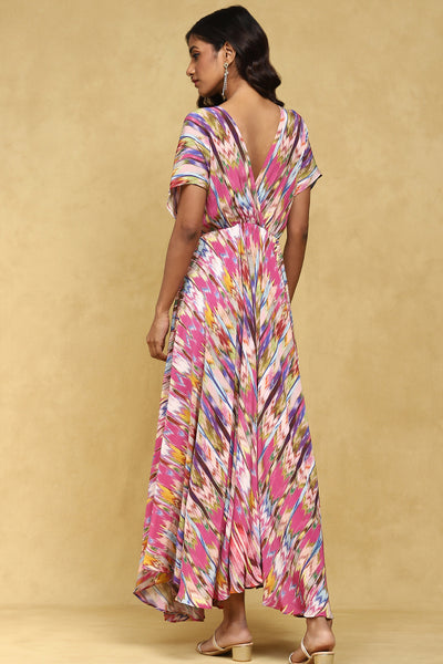 Ritu Kumar Pink Printed Viscose Long Dress indian designer wear online shopping melange singapore