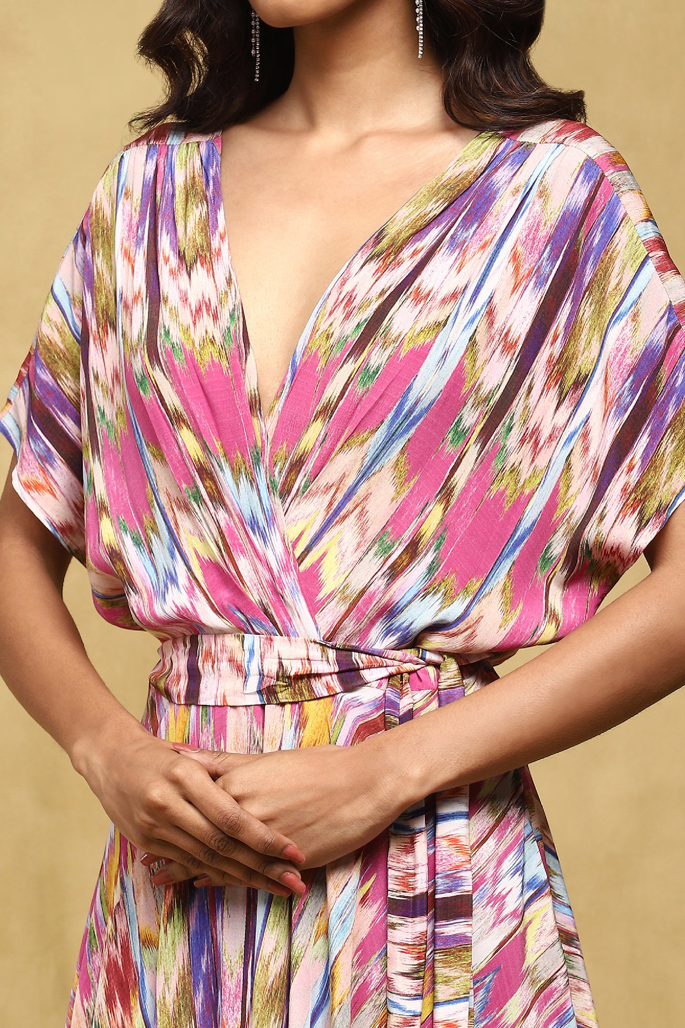 Ritu Kumar Pink Printed Viscose Long Dress indian designer wear online shopping melange singapore