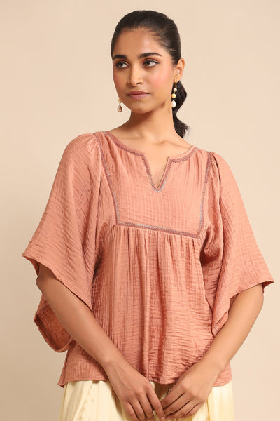 Ritu Kumar Pink Solid Kurti indian designer wear online shopping melange singapore