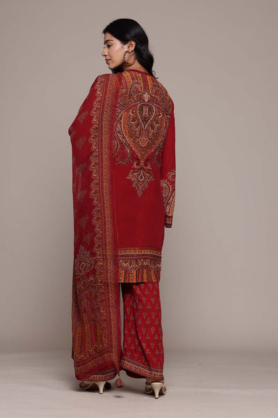 Ritu Kumar Red Adrika Kurta With Pant And Dupatta indian designer wear online shopping melange singapore 
