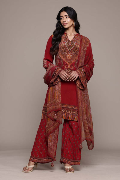 Ritu Kumar Red Adrika Kurta With Pant And Dupatta indian designer wear online shopping melange singapore 
