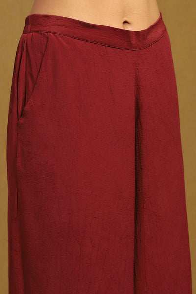 Ritu Kumar Red Kinnauri Kurti With Pant And Dupatta indian designer wear online shopping melange singapore
