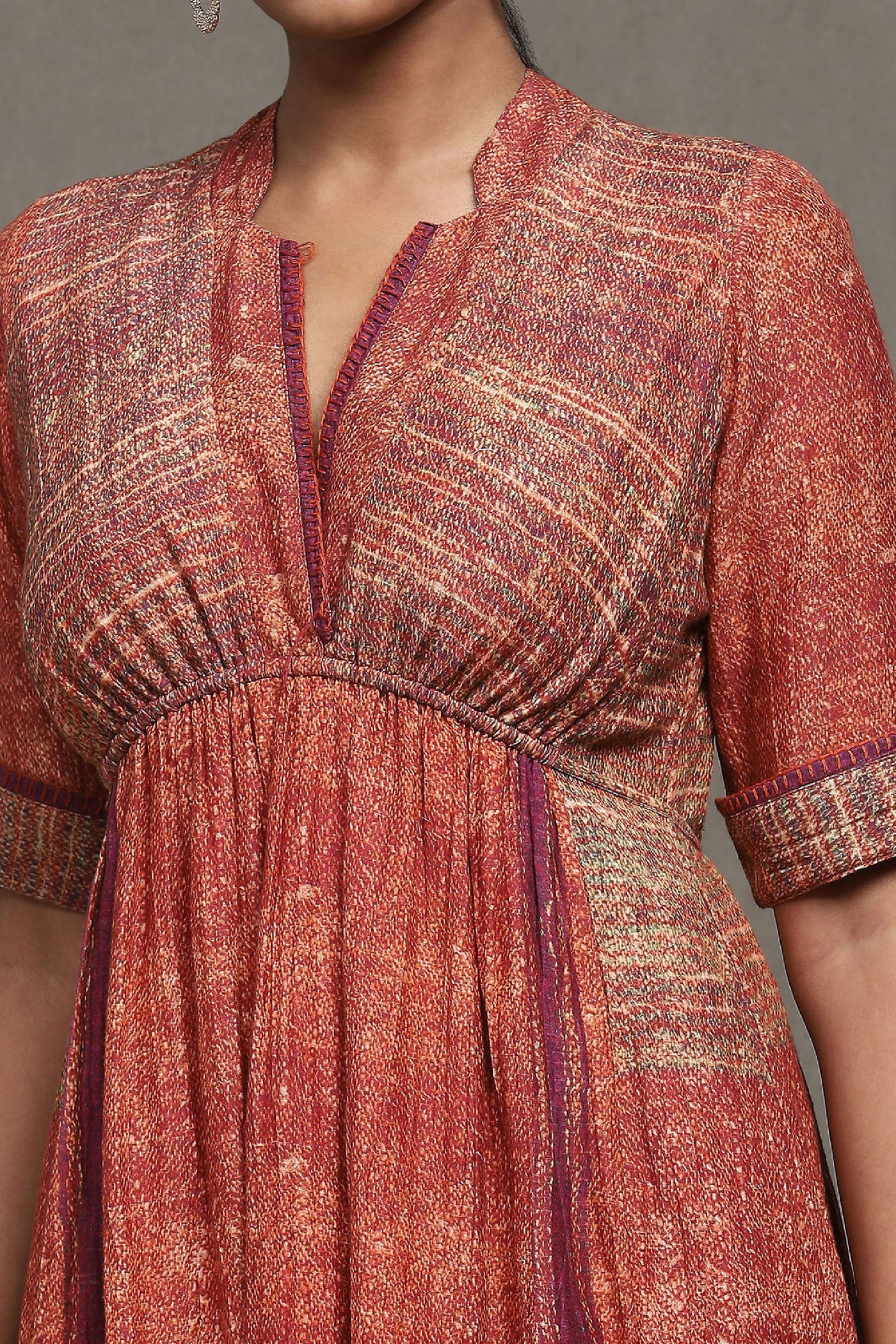 Ritu Kumar Red Printed Short Dress  indian designer wear online shopping melange singapore
