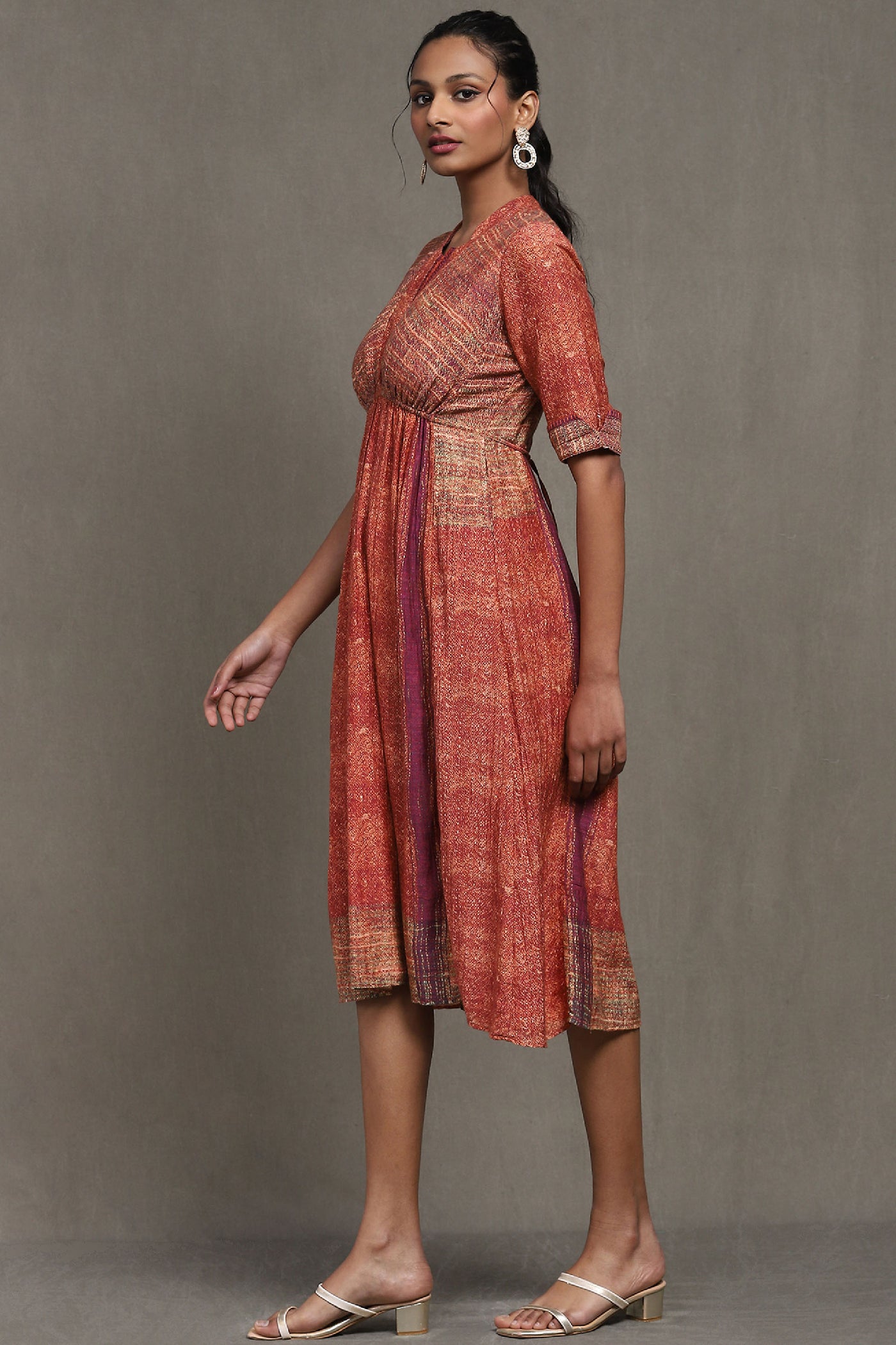 Ritu Kumar Red Printed Short Dress  indian designer wear online shopping melange singapore