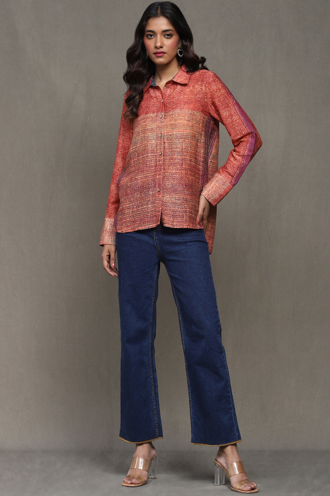 Ritu Kumar Red Printed Short Top indian designer wear online shopping melange singapore
