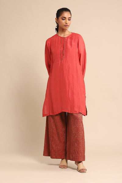 Ritu Kumar Red Solid Kurta indian designer wear online shopping melange singapore