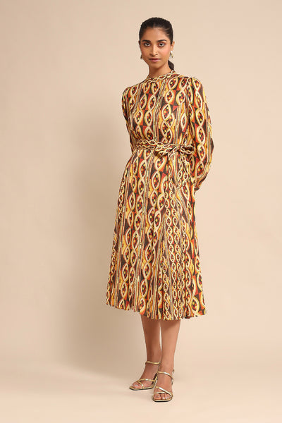 Ritu Kumar Rust Geometric Print Dress indian designer wear online shopping melange singapore