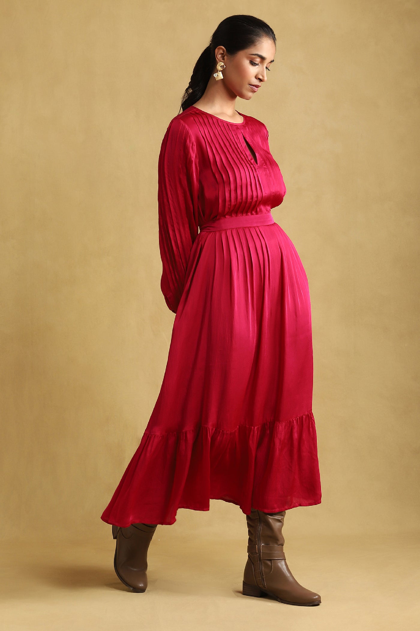Ritu Kumar Solid Dress Pink indian designer wear online shopping melange singapore