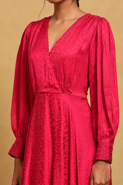 Ritu Kumar V-Neck Full Sleeves Soild Dress indian designer wear online shopping melange singapore