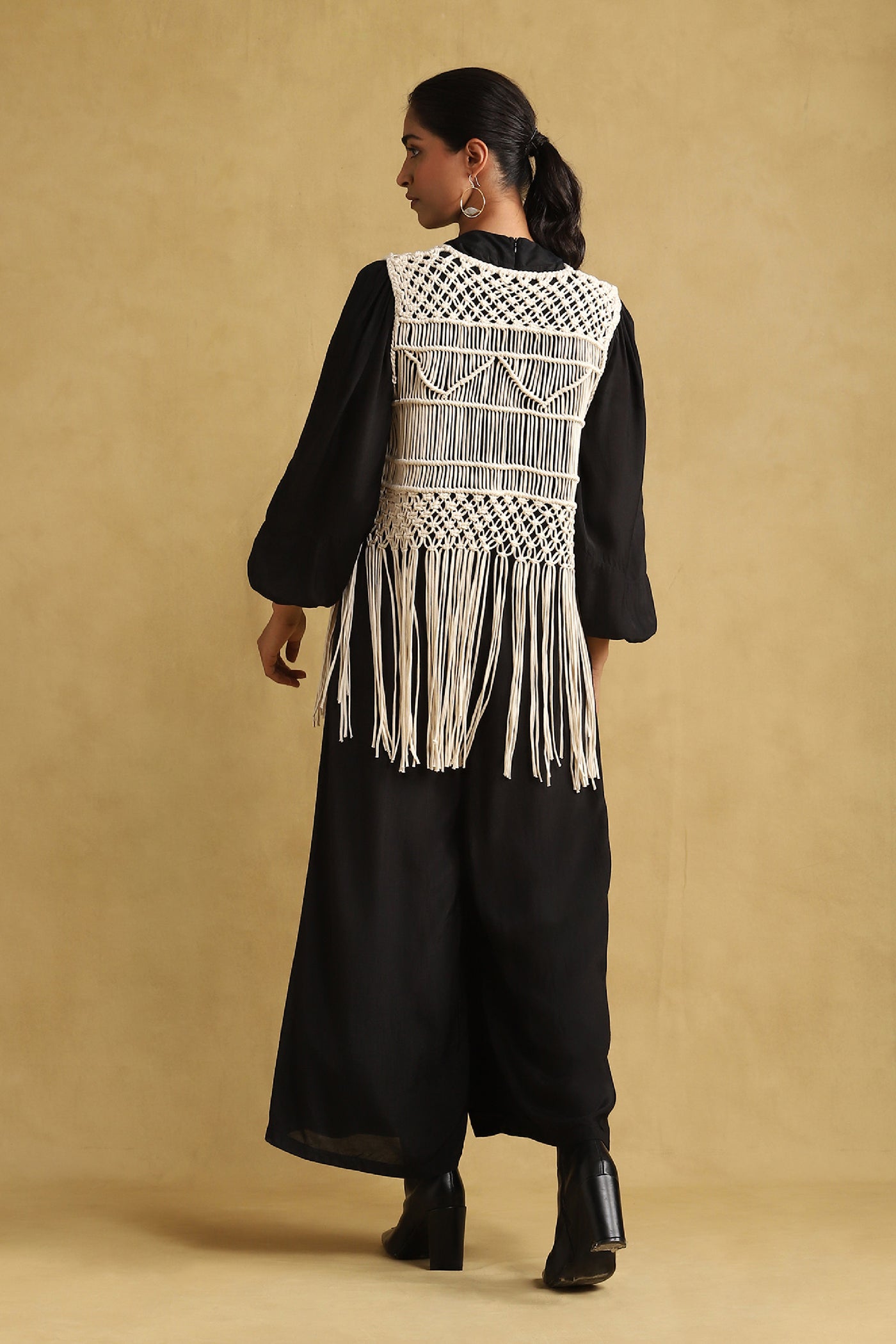 Ritu Kumar White Macrame Shrug indian designer wear online shopping melange singapore