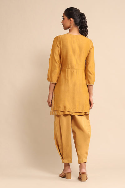 Ritu Kumar Yellow Embroidered Kurta With Pant indian designer wear online shopping melange singapore