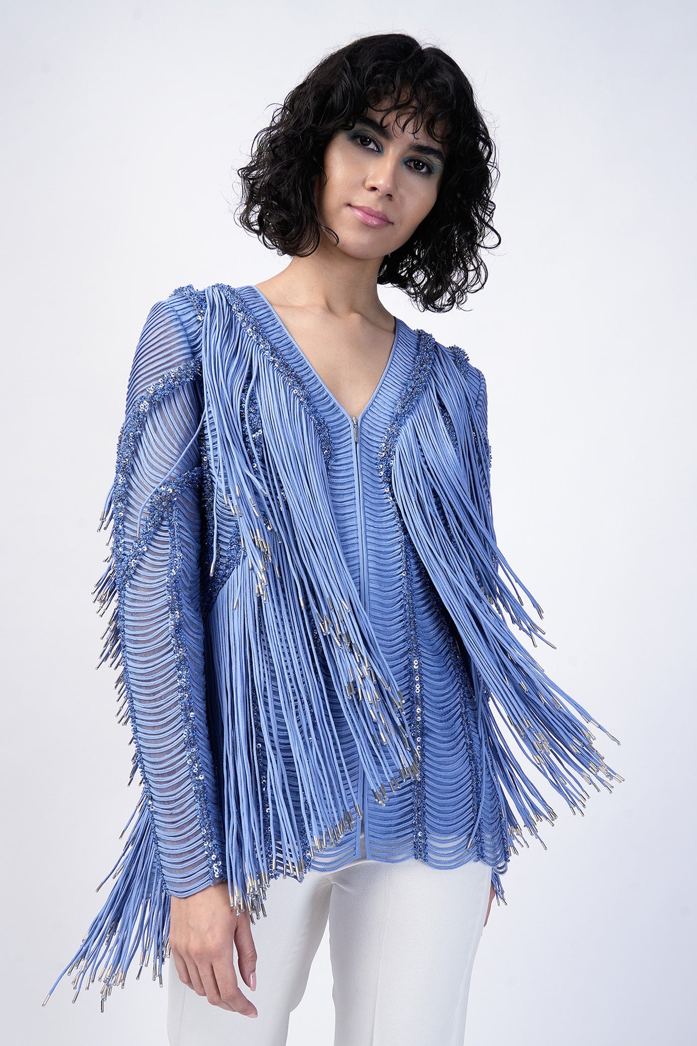Rohit Gandhi Rahul Khanna Fringe Jacket ndian designer wear online shopping melange singapore