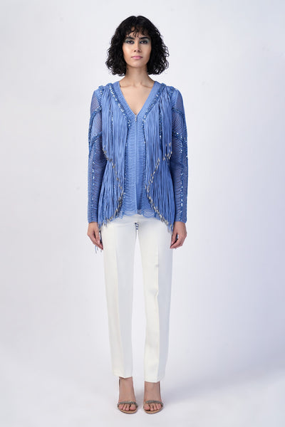 Rohit Gandhi Rahul Khanna Fringe Jacket ndian designer wear online shopping melange singapore