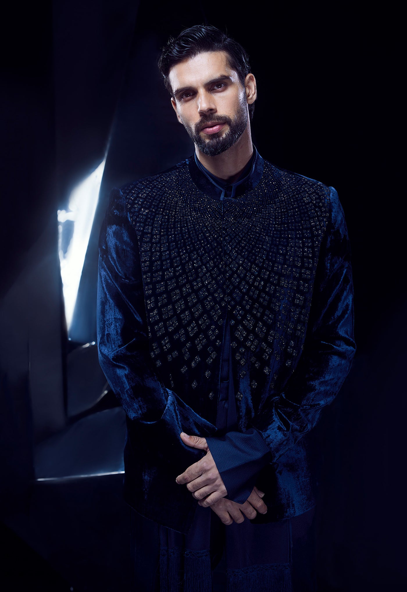 Rohit Gandhi Rahul Khanna Galaxy Blue indian designer wear online shopping melange singapore