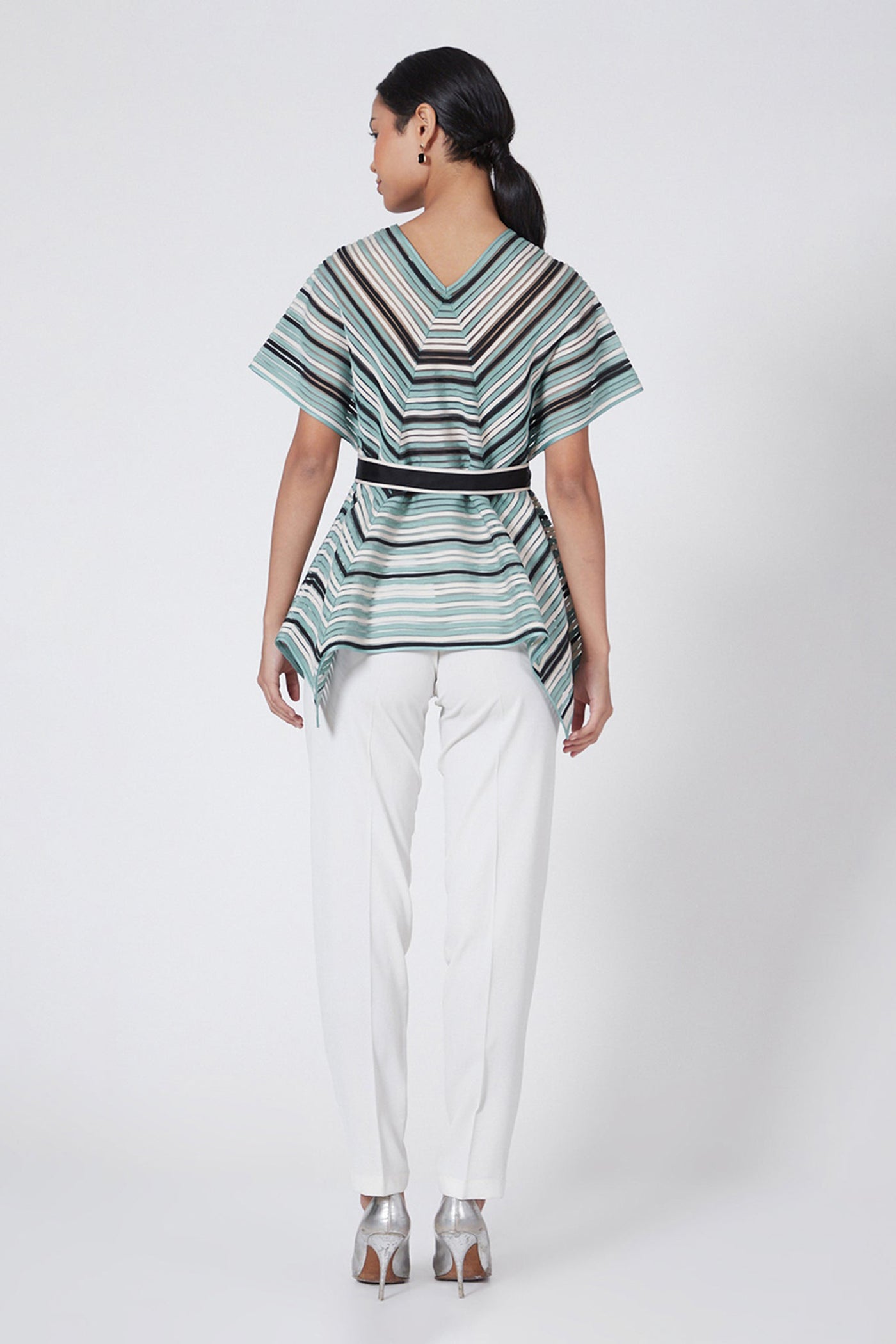 Rohit Gandhi Rahul Khanna Multi Colored Paneled Top indian designer wear online shopping melange singapore