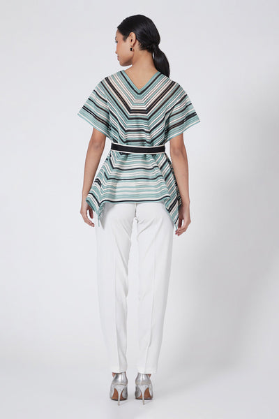 Rohit Gandhi Rahul Khanna Multi Colored Paneled Top indian designer wear online shopping melange singapore